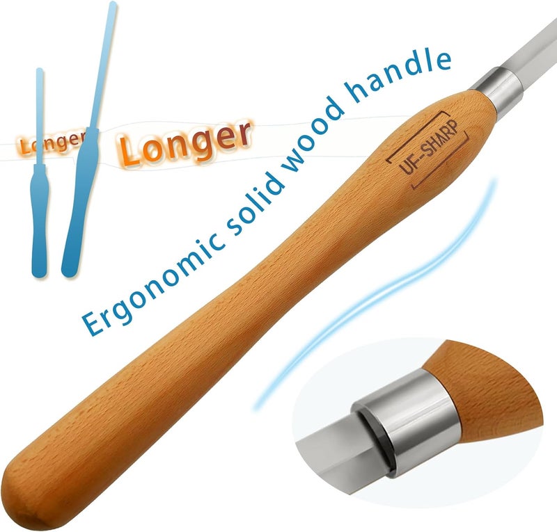 UF-SHARP Diamond Parting Tool for Wood Lathe 3/16 inch Thick, M2 Cryo HSS Wood Turning Tools with Beech Wood Handle - Image 5